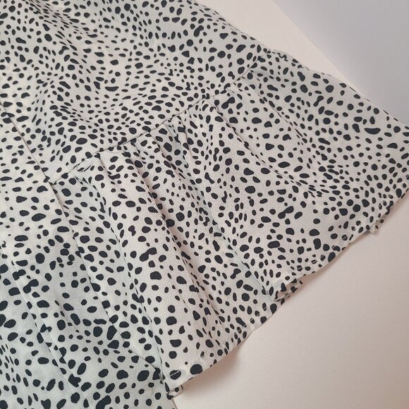 White and Black Polka Dot Ruffle Skirt – Size Small – Adjustable Tie Waist - Picture 6 of 9